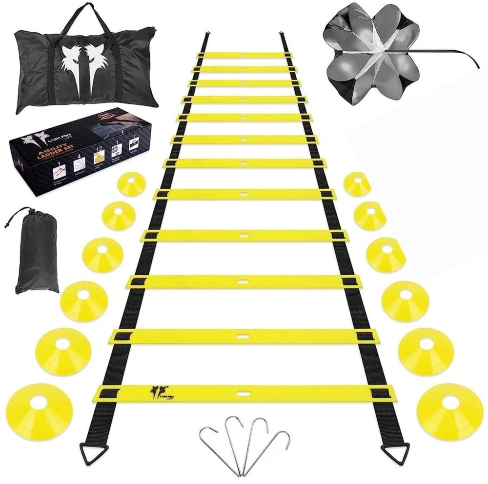 LYKAN FIT 20ft Speed And Agility Ladder Set Youth Or Adult Training W/parachute